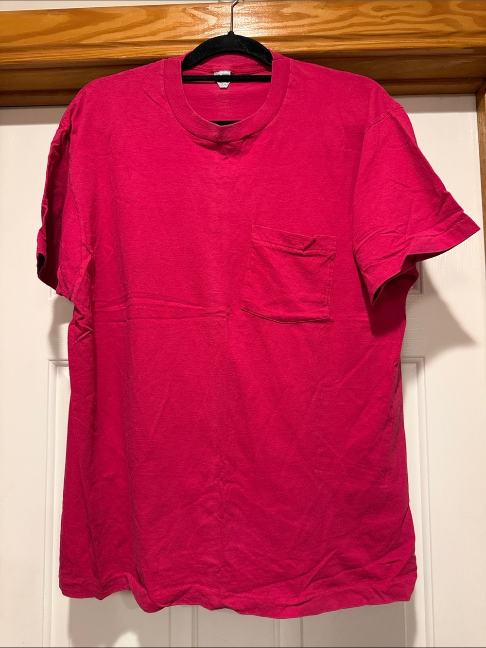 Fruit of the Loom Men's Short-Sleeve Pocket Tee in Hot Pink
